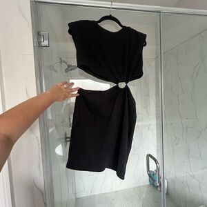 Fashion Nova Black Asymmetrical Cut-Out Dress